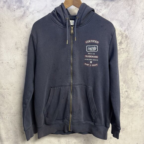 Hurely Hoodie Sweatshirt Mens Medium Navy Blue Full Zip Surf Skate - Picture 1 of 14